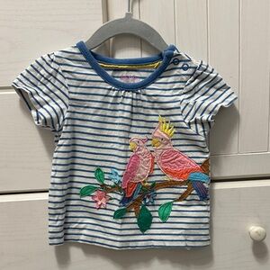 Baby Boden Bird strip shirt 6-9 months